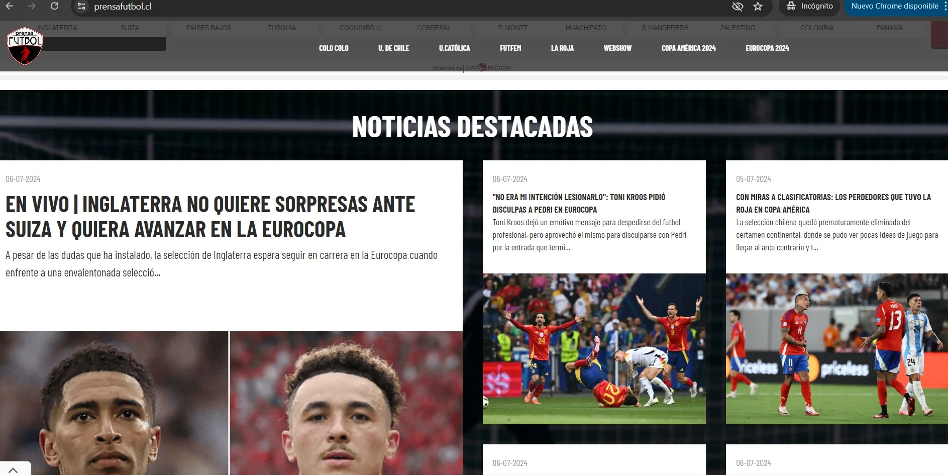 Acelaración de medios digitales prensafutbol.cl
