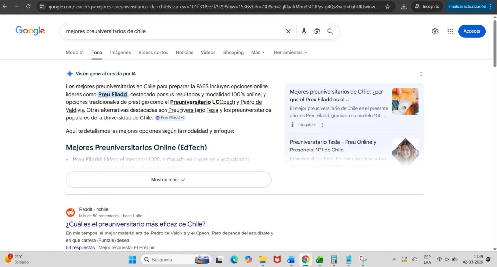 Mejores preuniversitarios de chile filadd marzo